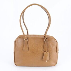 Prada Triangle Logo Leather Handbag Mini Boston Tote Bag for Women